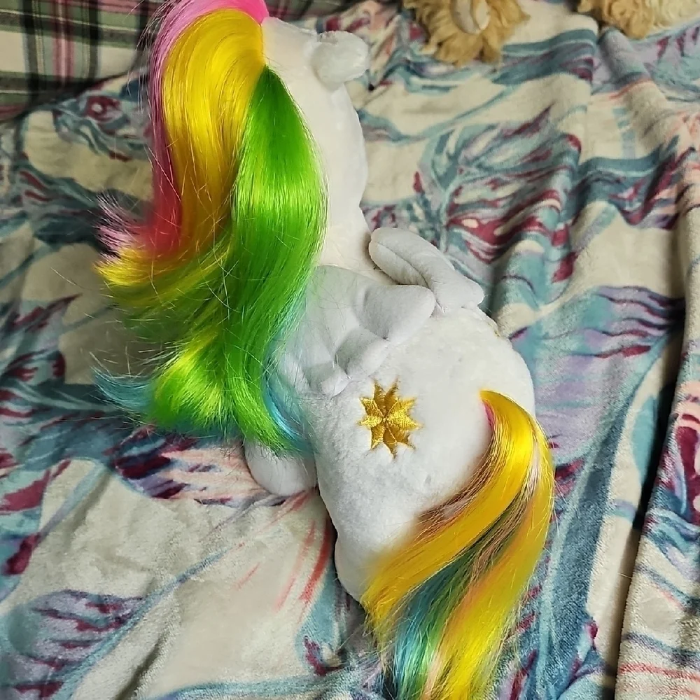 Plush Winged Unicorn Toy - Cream with Rainbow Mane